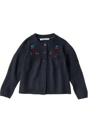 Familiar Cherry motif fine knit cardigan