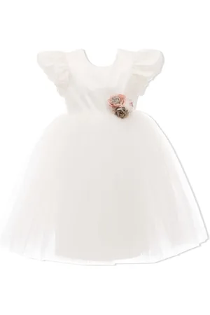 Tulleen Floral-appliqu?? tulle dress