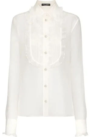 Dolce & Gabbana Ruffled sheer cotton blouse