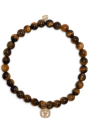Sydney Evan 14kt yellow gold tiger eye charm bracelet