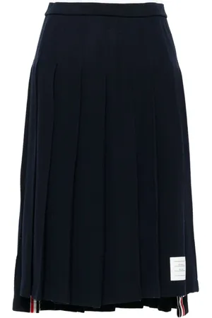 Thom Browne Pleated chevron-knit midi skirt