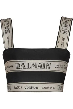 Balmain Ribbon-jacquard crop top