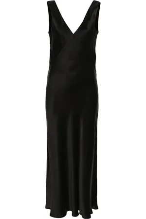 ASCENO Bordeaux silk maxi dress