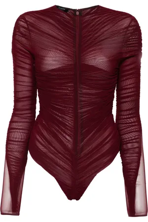 MUGLER Gathered semi-sheer bodysuit