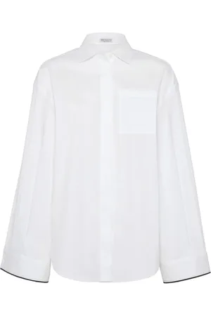 Brunello Cucinelli Contrast-border poplin shirt
