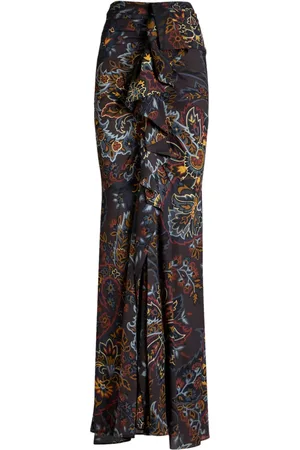 Etro Stretch sable paisley-print long skirt