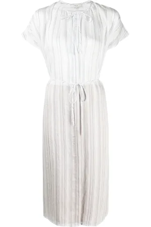 Vince Drapey stripe shirred dress
