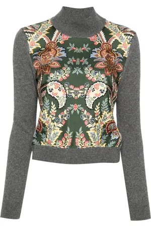 Etro Floral contrast-panel jumper