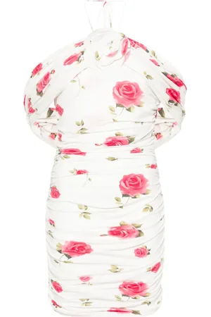 MAGDA BUTRYM Rose-print ruched minidress