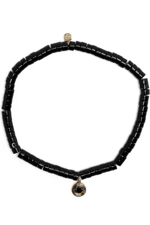 Sydney Evan 14kt yellow gold diamond charm beaded bracelet