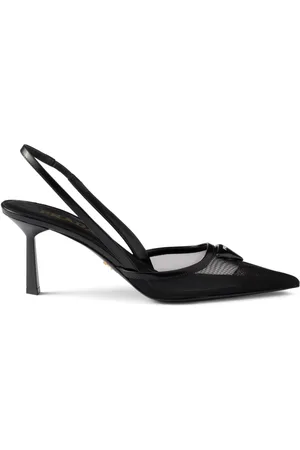 Prada 75mm mesh slingback pumps