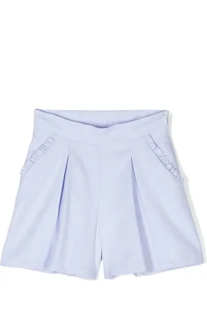 Simonetta Ruffle-trim pleated shorts