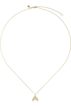Sydney Evan 14kt yellow small Croissant Charm diamond necklace