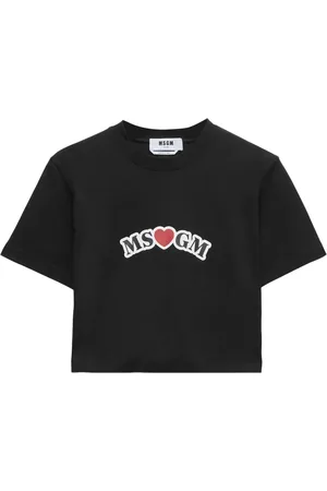 Msgm Logo-print cropped T-shirt