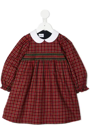 Familiar Check-print long-sleeve dress