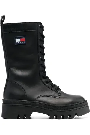 Tommy Hilfiger Twelve logo-patch leather boots