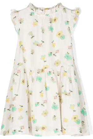 BONPOINT Floral-print silk ruffled dress