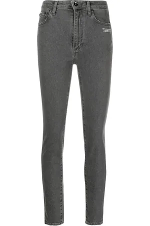 OFF-WHITE Slogan-print cropped skinny jeans