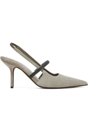 Brunello Cucinelli 80mm slingback suede pumps