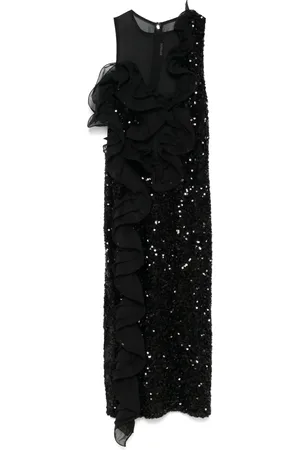 ROTATE Ruffled-detailing sequinned midi dress