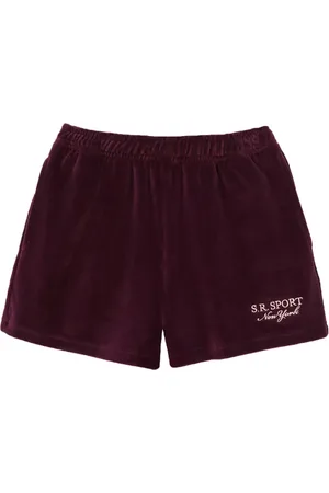 Sporty & Rich Logo-embroidered velvet shorts