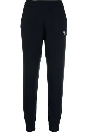 Sporty & Rich Embroidered-logo cashmere track pants