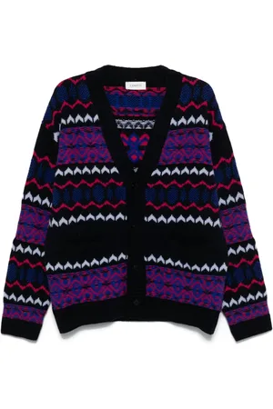 LANEUS Intarsia-knit cardigan