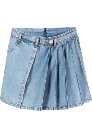 Moschino Pleated layered denim shorts