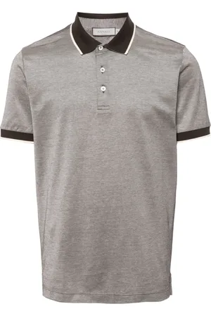 CANALI Contrasting-trim piqu?? polo shirt