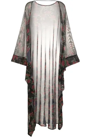 AMIR SLAMA Sheer rose-pattern kaftan