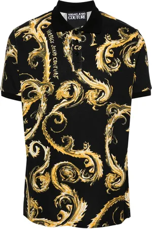 VERSACE Barocco-print cotton polo top