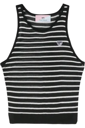 Chiara Ferragni Eyelike-patch striped sleeveless top