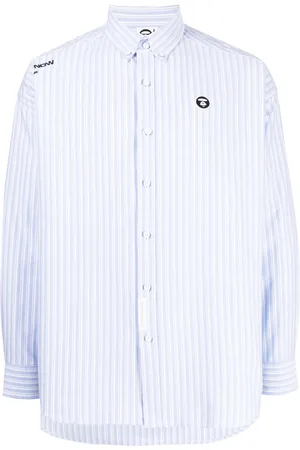 A Bathing Ape Logo-embroidered striped shirt