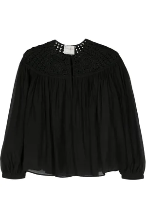 FORTE FORTE Crochet-panel cotton blouse