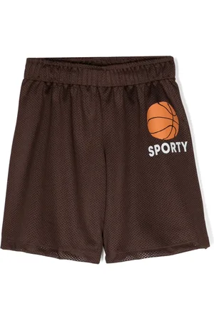Mini Rodini Logo-print mesh track shorts