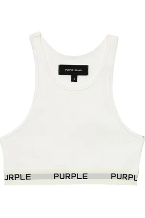 Purple Brand Logo-tape cropped top