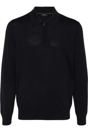 BRIONI Zip-fastening wool polo shirt