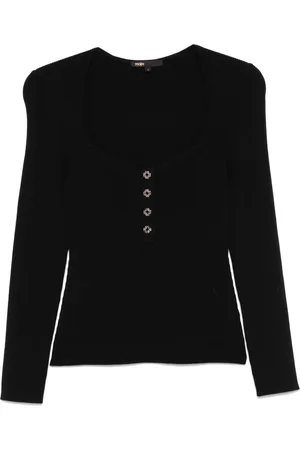 Maje Scoop-neck ribbed-knit jumper