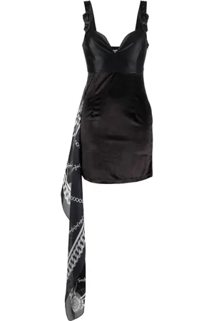 VERSACE Chain link-print scarf-detail minidress