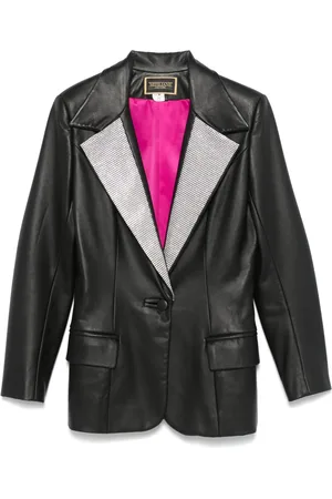 MITILIANE COUTURE Crystal-lapels faux-leather blazer