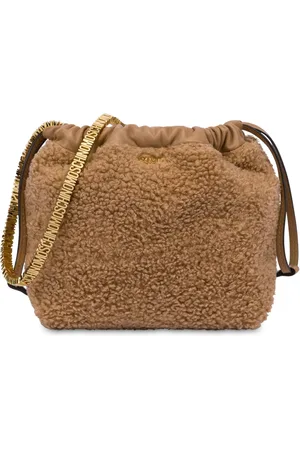 Moschino Logo-lettering faux-shearling shoulder bag