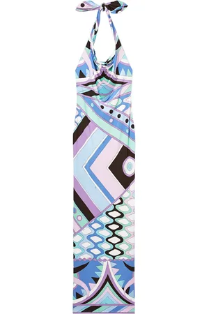 Puccini Vivara-print satin halterneck maxi dress