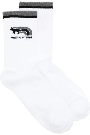 Maison Kitsuné Intarsia-knit logo socks