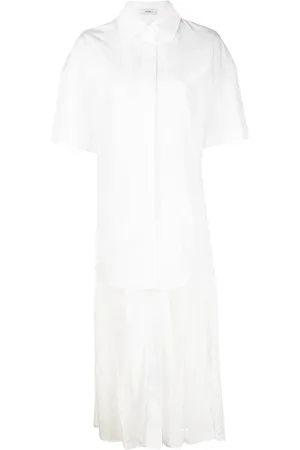 GOEN.J Shirt-layered pleated-lace dress