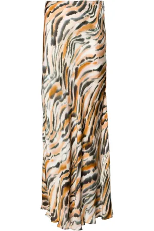 Twin-Set Animal-print satin maxi skirt