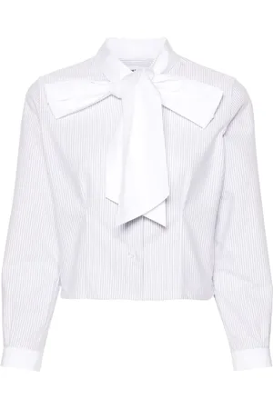 Thom Browne Pussy-bow collar cotton blouse