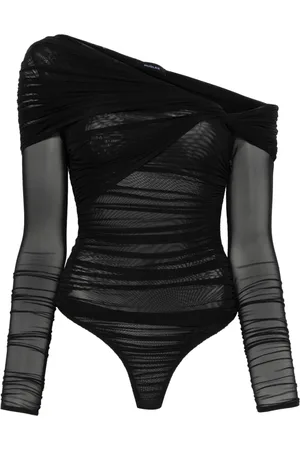 MUGLER Off-shoulder ruched bodysuit