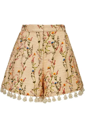 La DoubleJ Playa floral-embroidered cotton-blend shorts