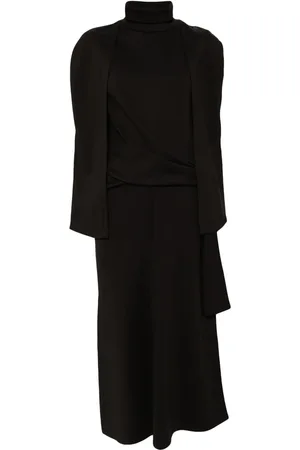 GOEN.J Knot detailed cape-effect dress