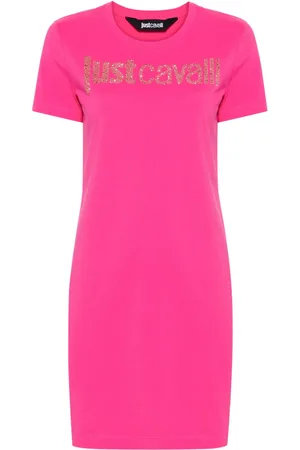 Roberto Cavalli Logo-embellished cotton shirt dress